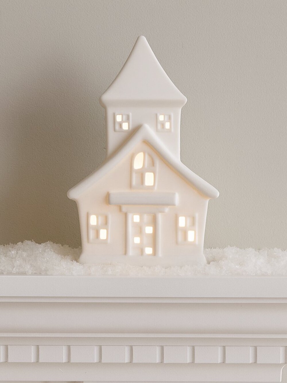 Love & Light White Minimalist Ceramic Church LED 7 in